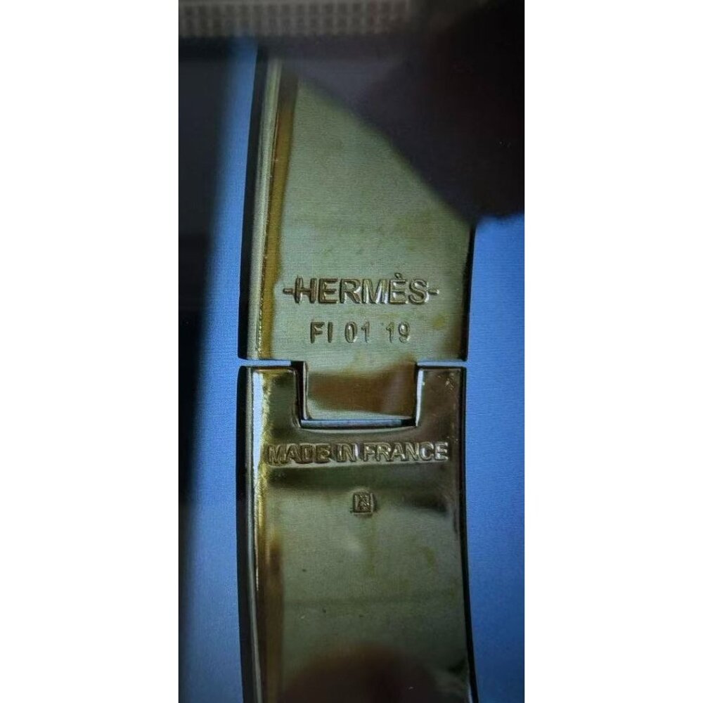 Hermès Clic H Enamel Bracelet Orange & Gold Plated Womens - Picture 5 of 6